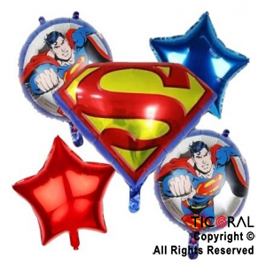 SET DE GLOBOS METALIZADO SUPERMAN 5 UNIDADES X 1
